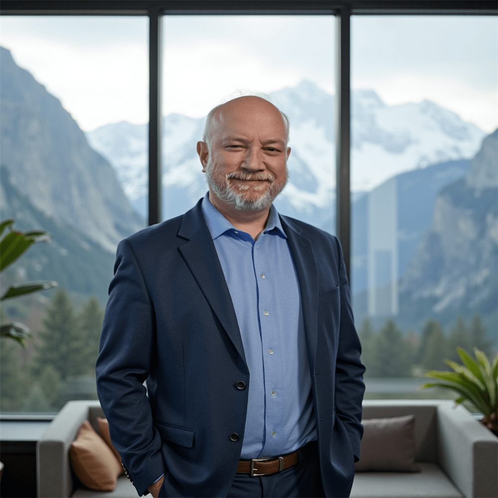 Robert Rohlin with mountain view
